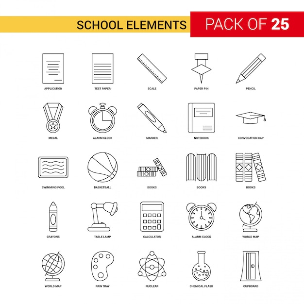 School Elements Black Line Icon