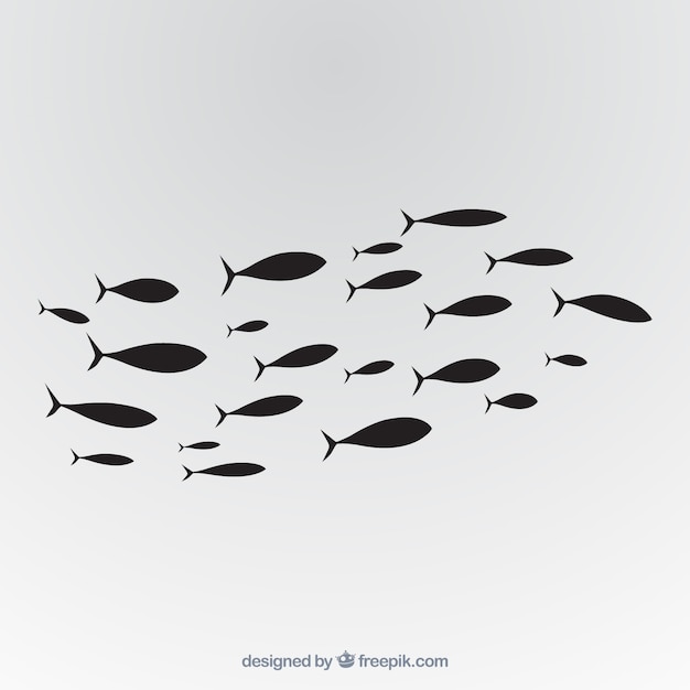 Free Vector school of fishes background in hand drawn style