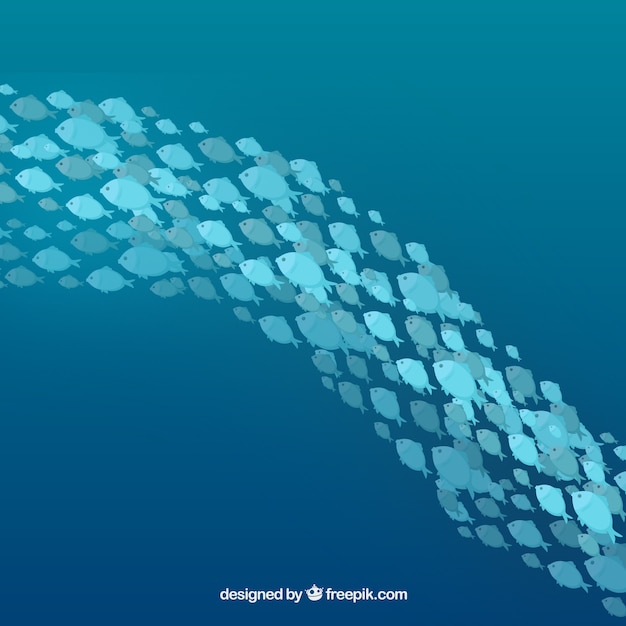 Free Vector school of fishes background with deep sea