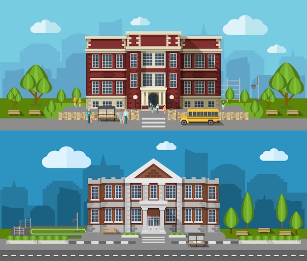 Free vector school flat banner