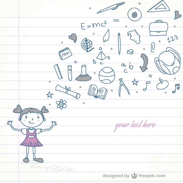 Free Vector school girl and school elements