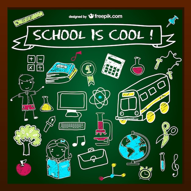 Free vector school is cool chalkboard design