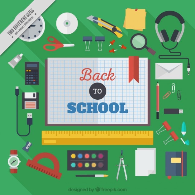 Free Vector school materials background in flat design