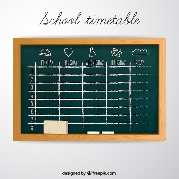 Free vector school timetable in blackboard