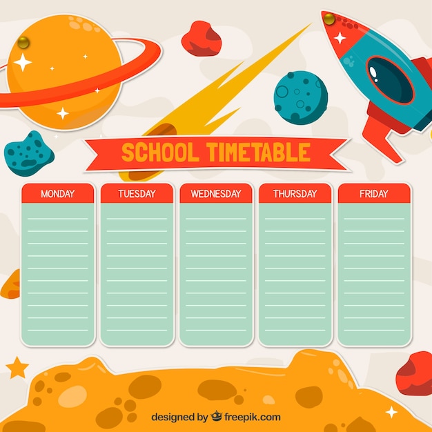 Free vector school timetable design