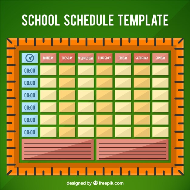 School timetable in flat design