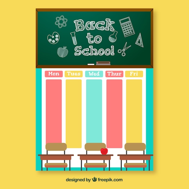 Free Vector school timetable to organize activities