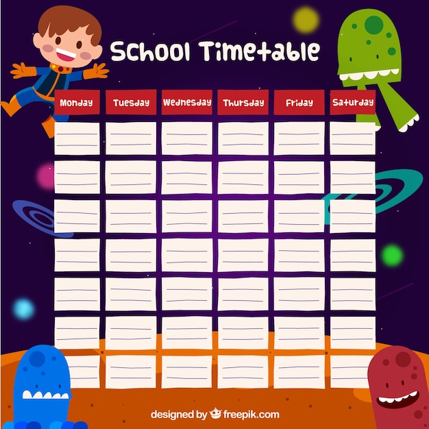 Free vector school timetable space design