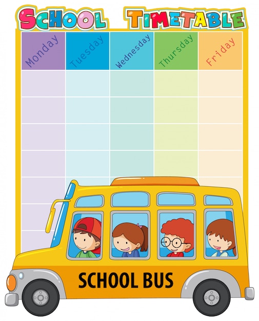 Free vector school timetable template