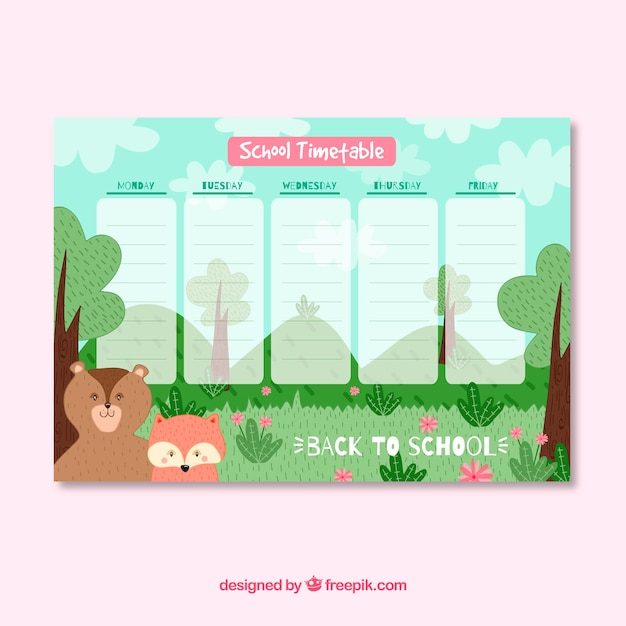 School timetable with nature concept