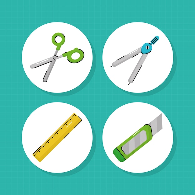 Free Vector school tools icon set