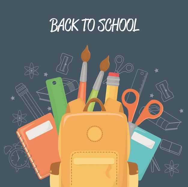 Schoolbag and supplies back to school