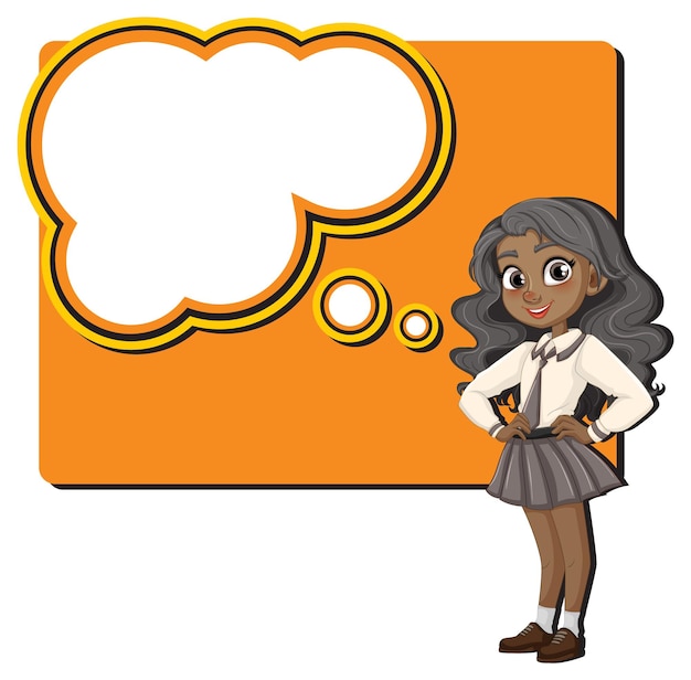 Free Vector schoolgirl with thought bubble