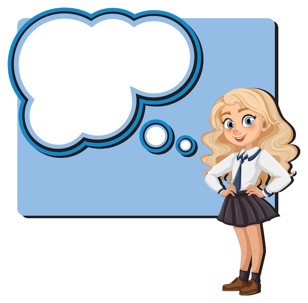 Free Vector schoolgirl with thought bubble