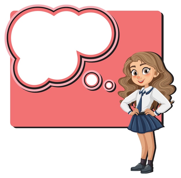 Free Vector schoolgirl with thought bubble