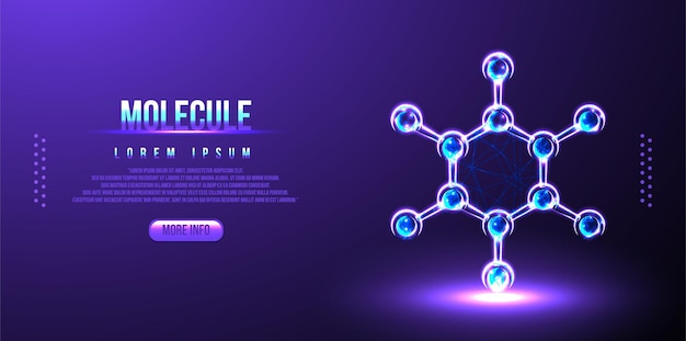 Free vector science background with molecule or atom, medical background low poly wireframe