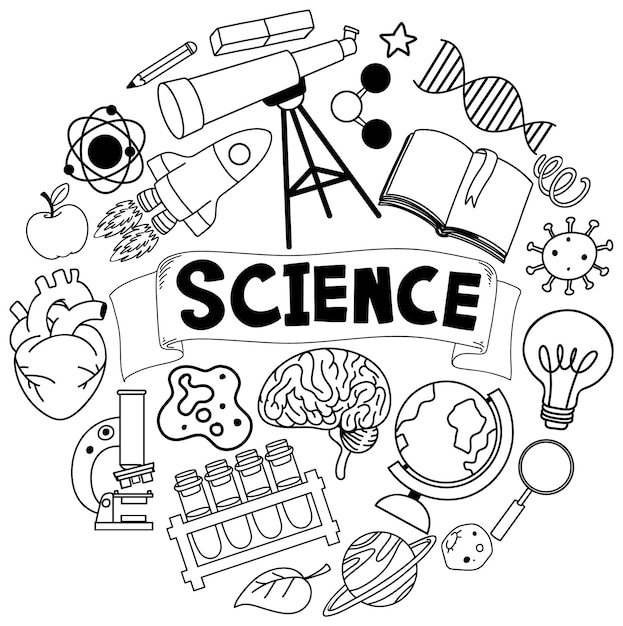 Science Banner with Doodle Icons