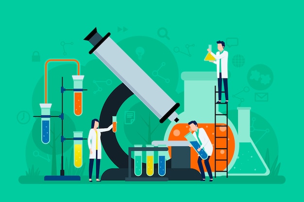 Free Vector science concept with big microscope