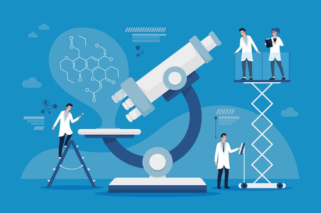 Free vector science concept with microscope