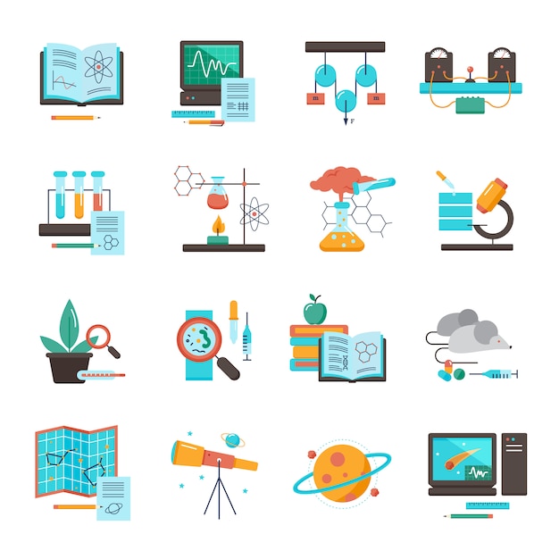 Free Vector science equipment icon set