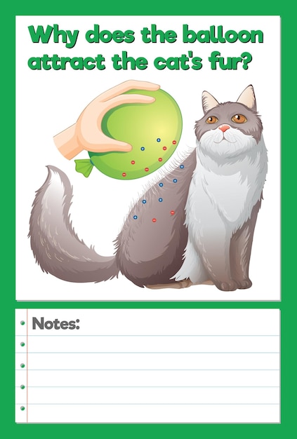 Free Vector science experiment log worksheet of balloon attract the fur