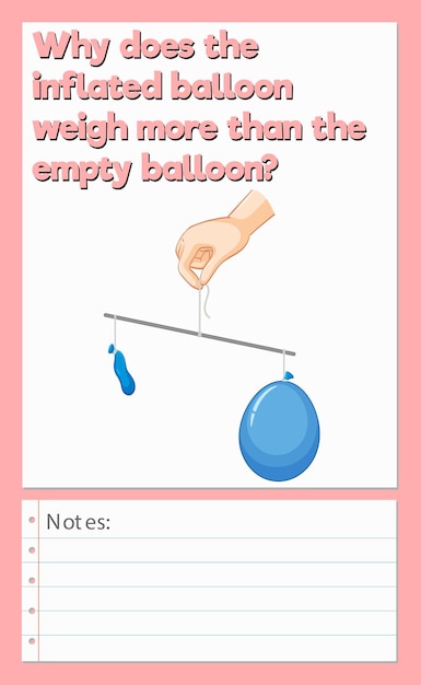 Free vector science experiment log worksheet of inflated balloon