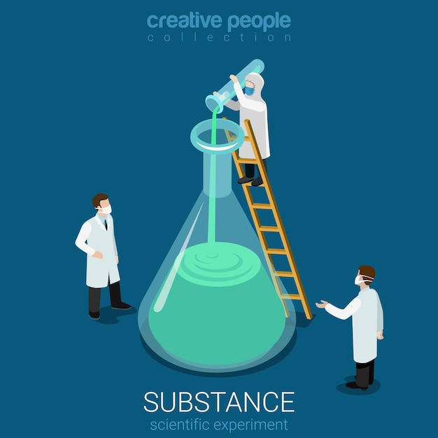 Free Vector science experiment new substance discovery flat isometric