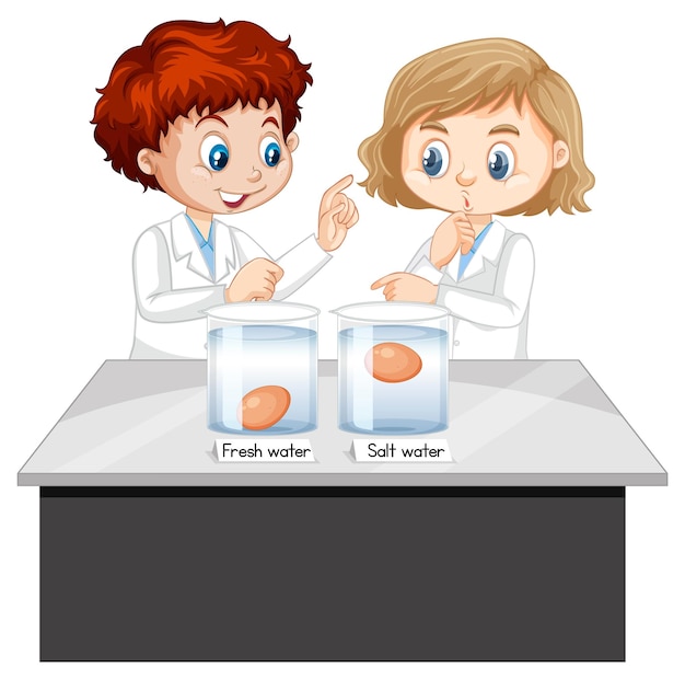 Free Vector science experiment with test eggs for freshness