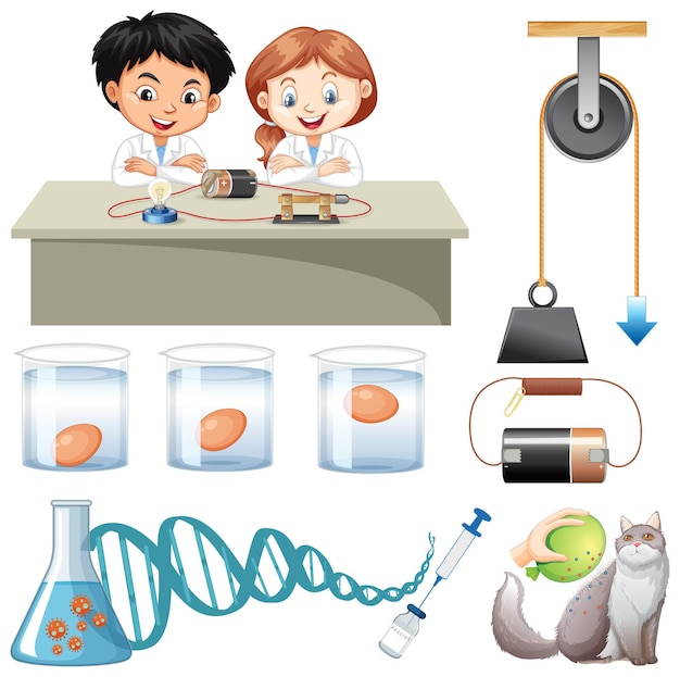 Free Vector science experiment with test eggs for freshness