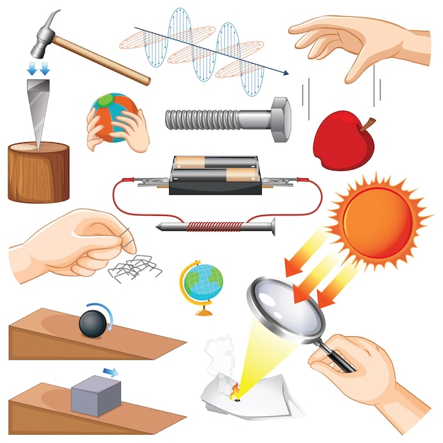 Free vector science experiments with many equipments