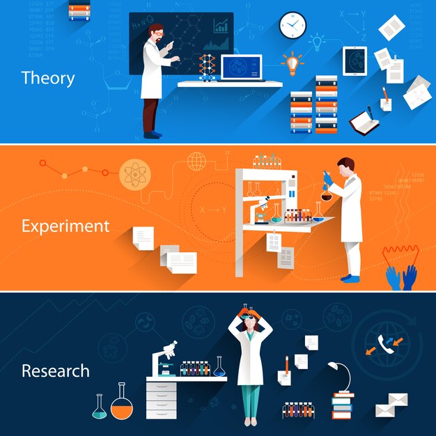 Science horizontal banners set