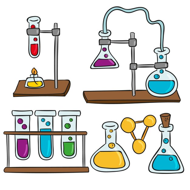 Science lab objects illustrated set