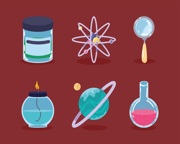 science lab set six icons