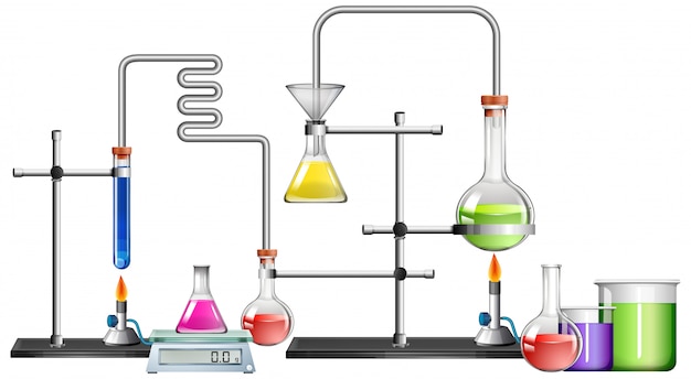 Free vector science lab with many equipments