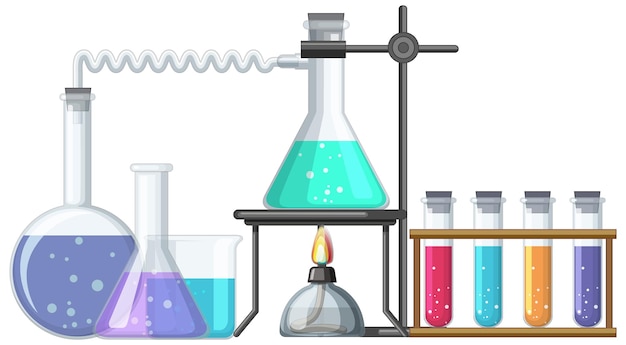 Free Vector science logo banner with lab tools and equipment