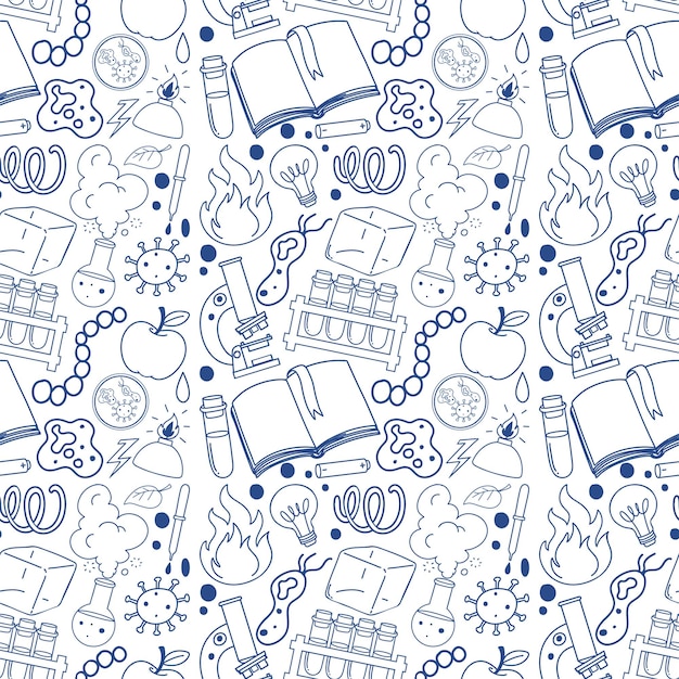 Science Objects and Icons Seamless Pattern