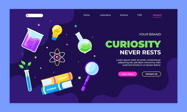 Free Vector science project landing page template