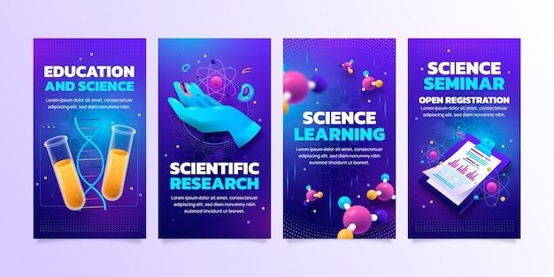 Free Vector science research instagram stories