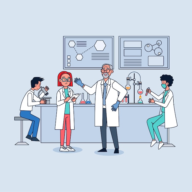 Free Vector science researching lab illustration