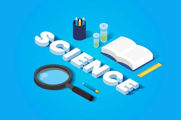 Free vector science word concept in isometric theme