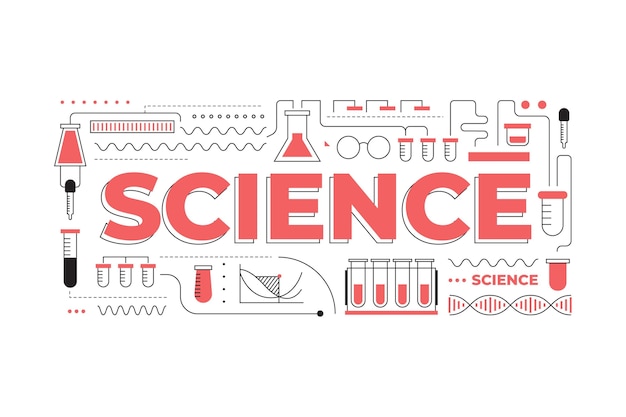 Science word concept with elements collection