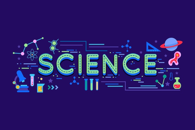 Science word concept with elements pack