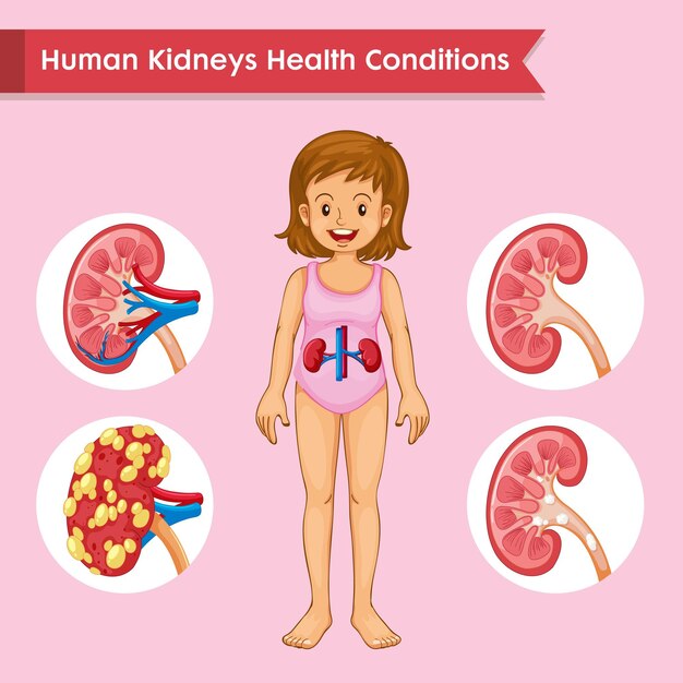 Scientific medical illustration of kidney health