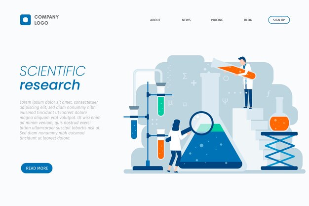 Scientific research flat design landing page