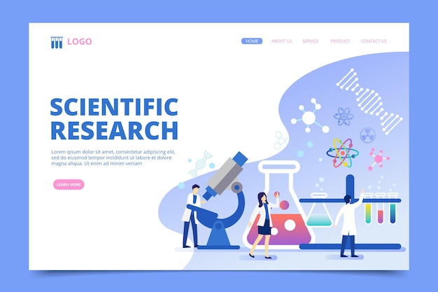 Scientific research landing page concept