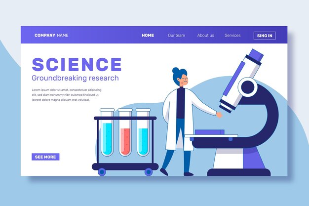 Scientific research landing page template