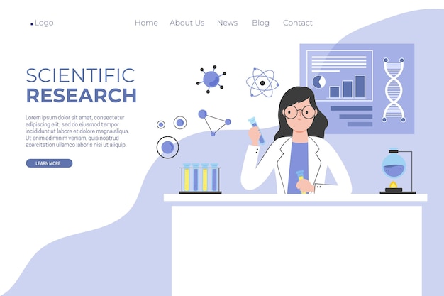 Free vector scientific research landing page template