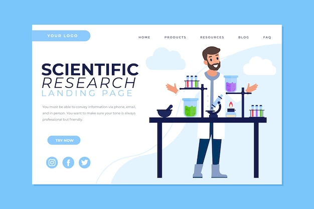 Scientific research landing page