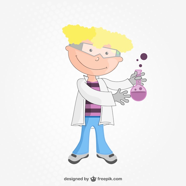 Free Vector scientist boy with an experiment