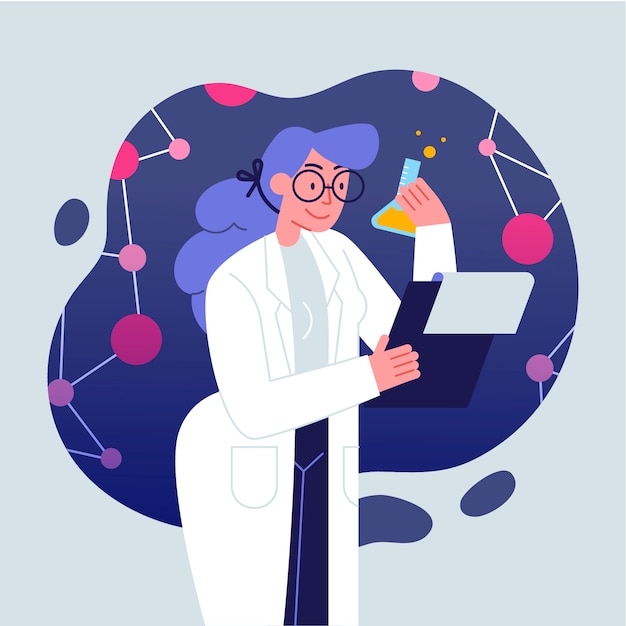 Free vector scientist female illustration theme